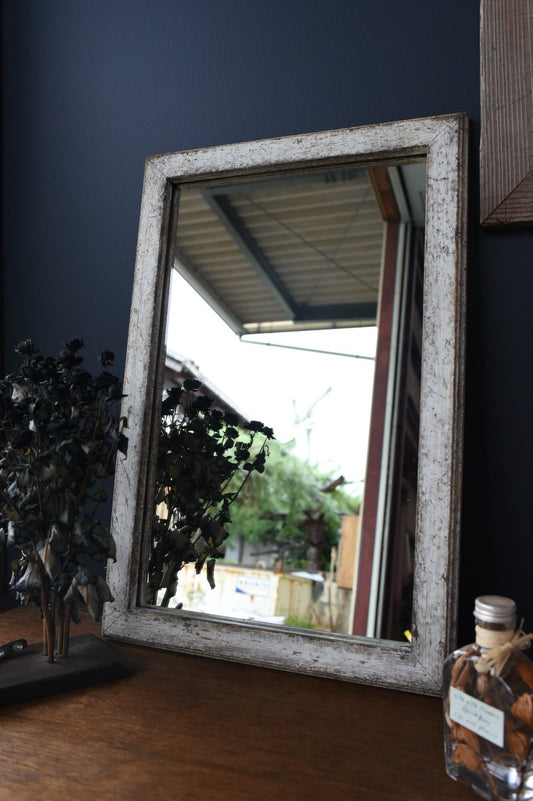 ソフトダメージ加工/shabby　chicミラー/60㎝×40㎝/