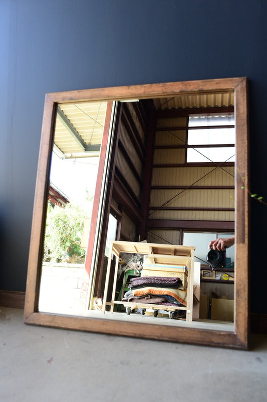 少し大きめ　エイジング塗装ミラー　80㎝×70㎝