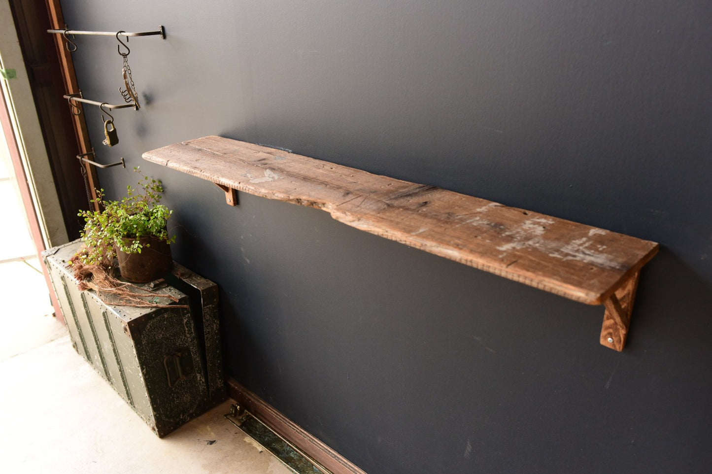 古材のウォールシェルフ（木製固定具タイプ）　